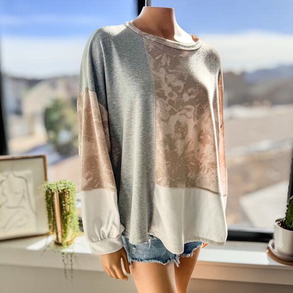 Gilli Colorblock Lightweight Long Sleeve Relaxed Fit Top/Sweatshirt-Women’s S/M - Picture 8 of 10